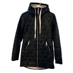 Ohsho Women’s Long Black Ski Hoodie Puffer Coat Sz S